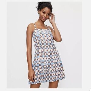 Loft Sunwashed Floral Smocked Back Dress